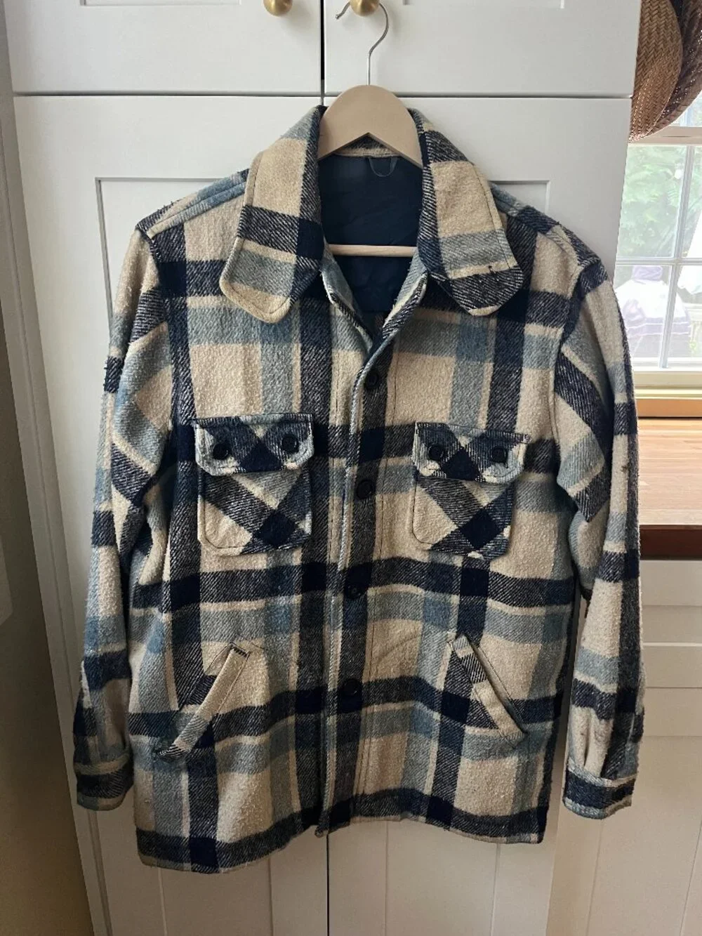 Vintage Plaid Wool Jacket – Men's Large (No Tag)